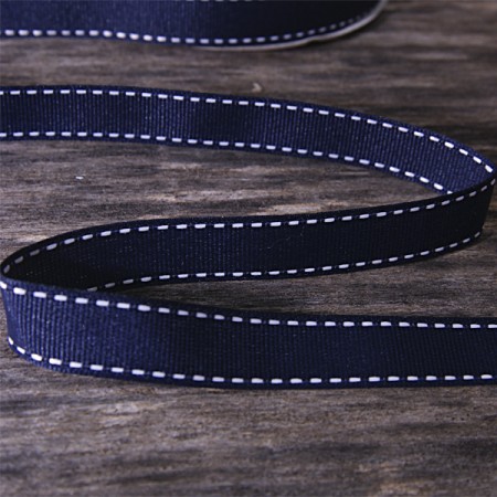 Лента репсовая строчка, шир. 15 мм, цв. темно-синий