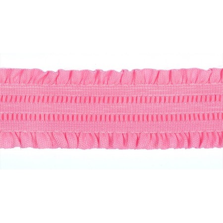 Резинка декоративная c рюшами, шир.40 мм цв. розовый 